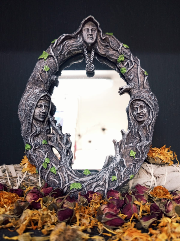 Espejo triple Diosa, 20cm.